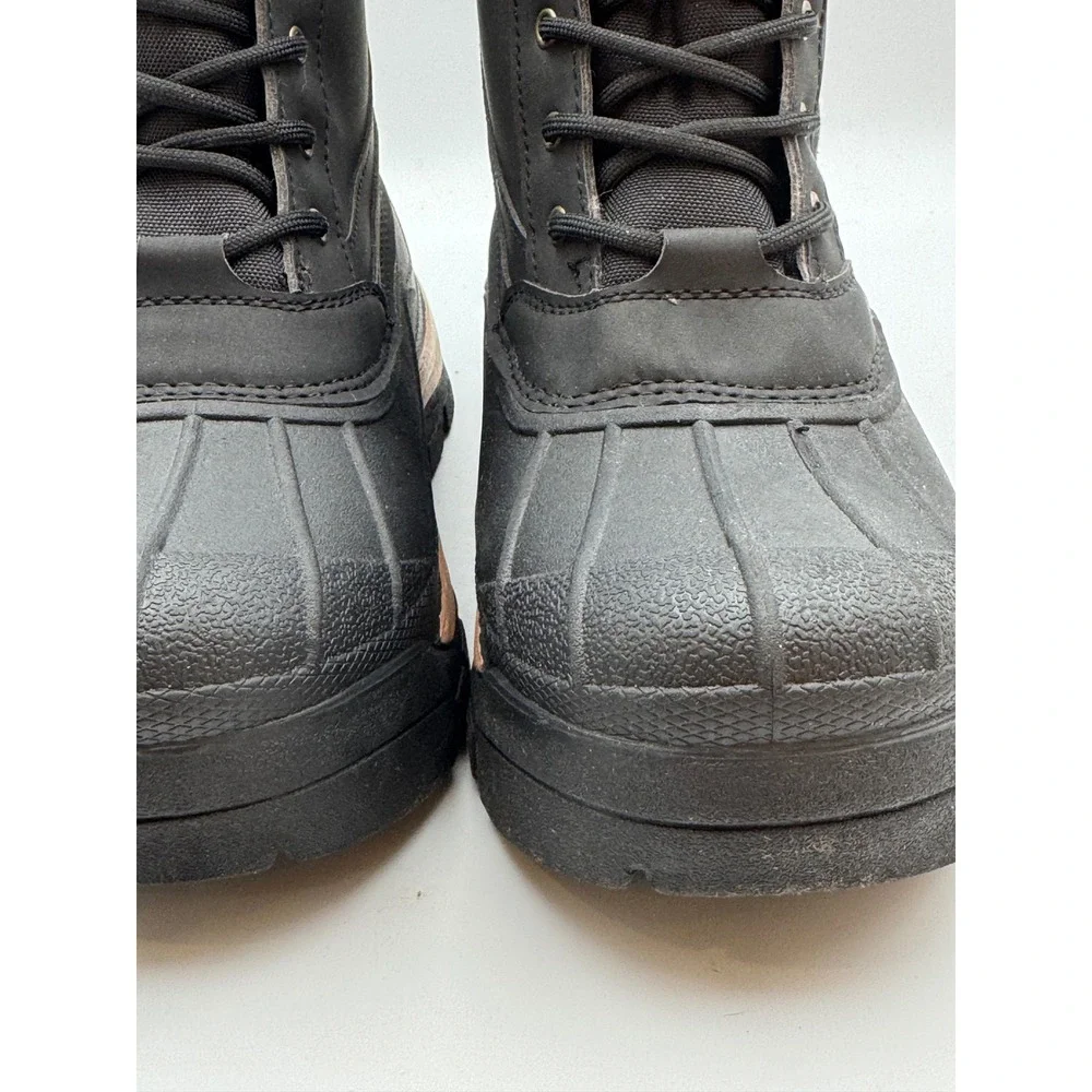 Mishansha Mens Black Faux Fur Lined Winter Snow‎ Boots Water Resistant Size 10